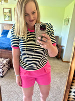 Striped Top - Navy/Pink