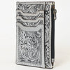 Tooled Leather Card Holder - Silver