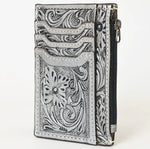 Tooled Leather Card Holder - Silver