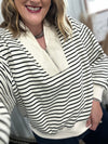 Black Striped Half Zip Sweatshirt