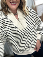 Black Striped Half Zip Sweatshirt