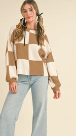 Oversized Checker Sweater - Sand