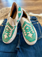 Turquoise Stitched Western Sneaker