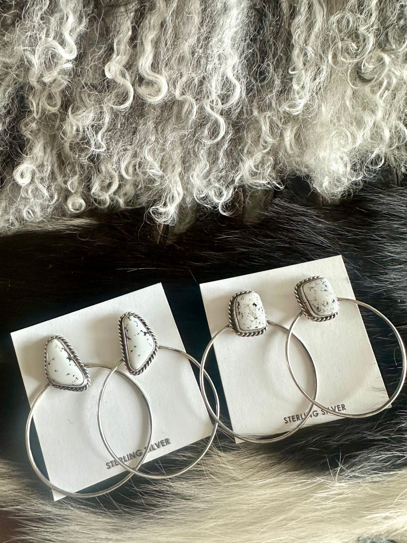 White Buffalo Hoop Earrings