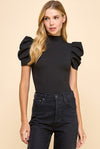 Puff Sleeve Bodysuit - Black