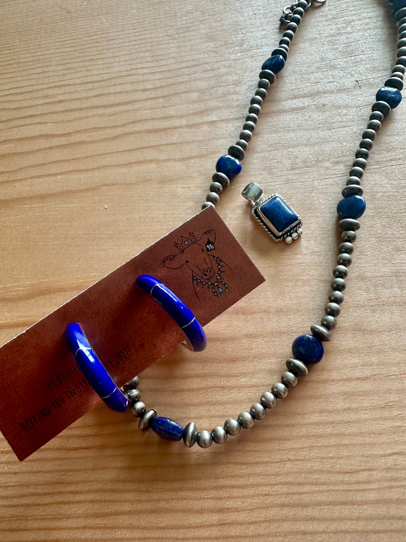Lapis Inlay Hoops