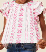 Girls Pink Embroidered Top