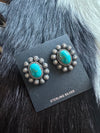 Turquoise Oval Concho Stud Earrings