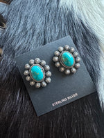 Turquoise Oval Concho Stud Earrings