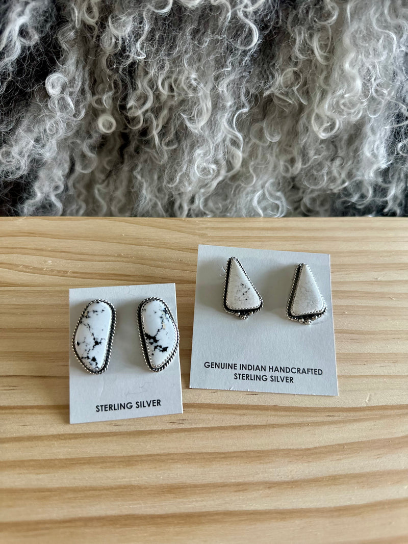 White Buffalo Stud Earrings