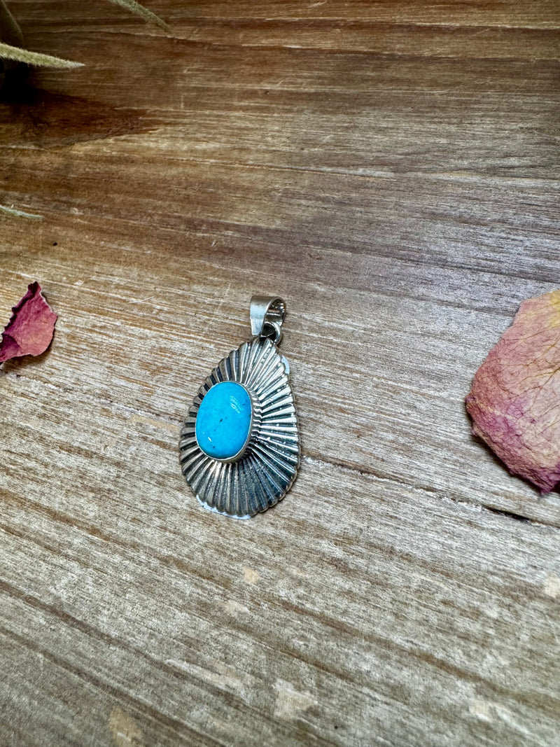 Teardrop Pendant - sterling silver with Kingman turquoise