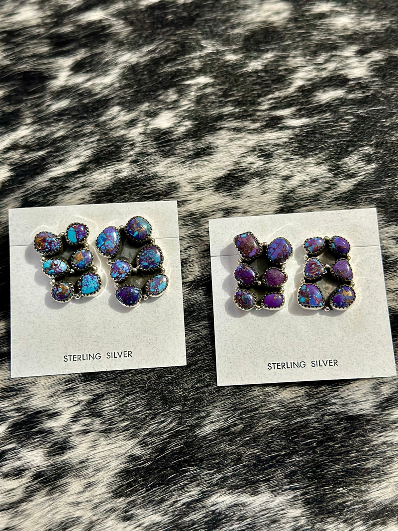 Purple Mojave 6 Stone Stud Earrings