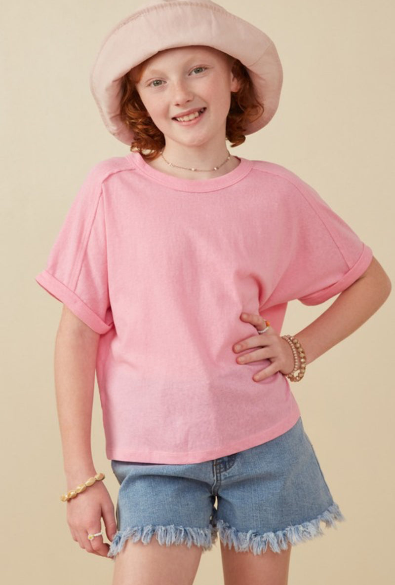 Girls Pink Dolman Top