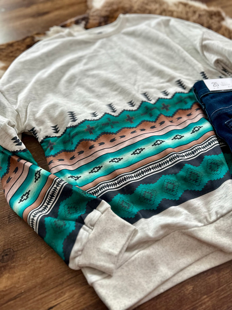 Grey Aztec Detail Sweatshirt