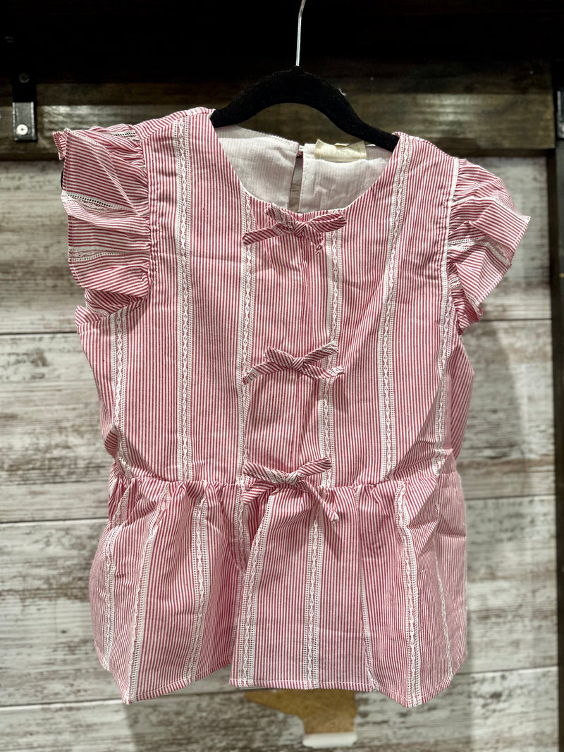 Girls Red Bow Top