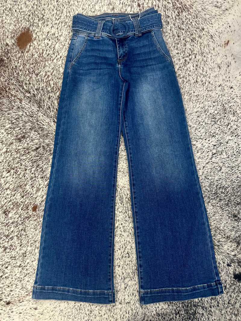 Risen Wide Leg Jeans with Removable Belt