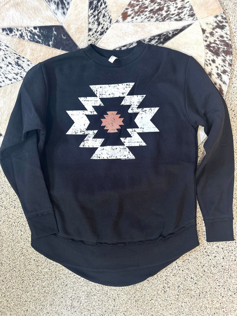 Aztec Crewneck Sweatshirt - Black