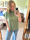 Sage Ribbed Mock Neck Top