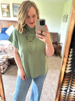 Sage Ribbed Mock Neck Top
