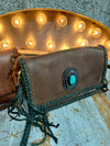 Leather Corssbody with Turquoise Stone