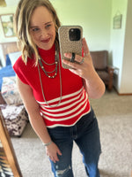 Tomato Striped Sweater Top
