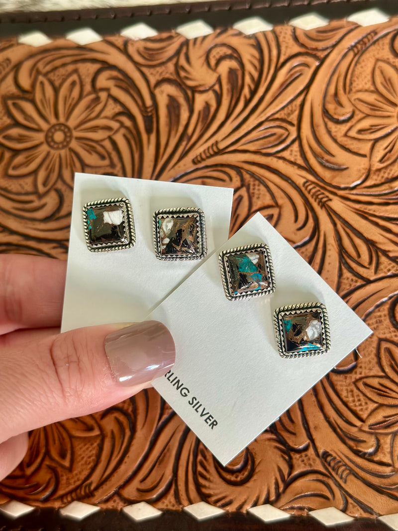 White Buffalo Turquoise Earrings