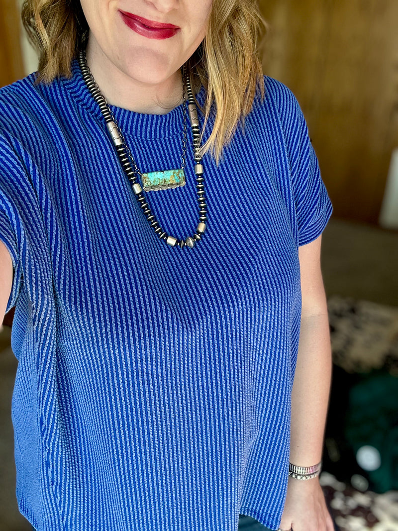 Ribbed Asymmetrical Top - Blue