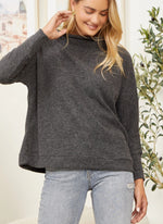 Charcoal Ribbed Dolman Sleeve Top