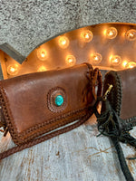 Leather Corssbody with Turquoise Stone