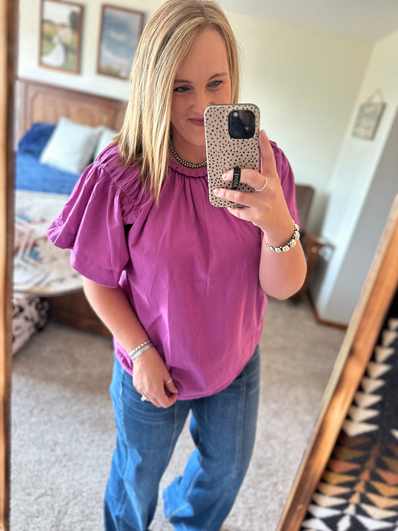 Plum Braided Neckline Top