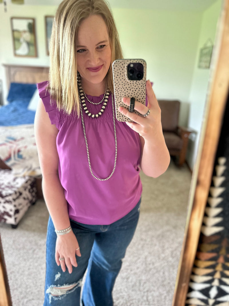 Violet Flutter Sleeve Top