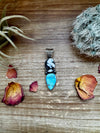 2 stone Pendant - Golden Hill turquoise, White Buffalo & Sterling Silver - option 2