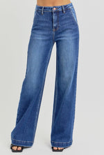 Risen High Rise Wide Leg Jeans