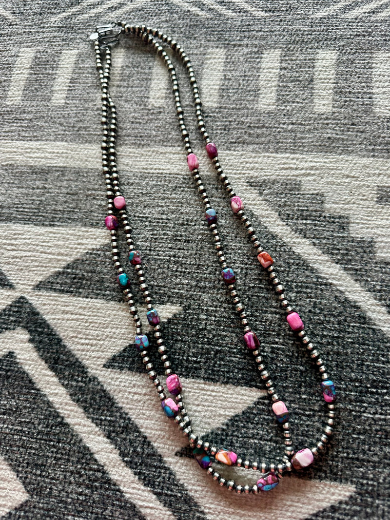 24” Pink Dream / Pearls Necklace