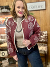 Burgundy Embroidered Quilted Jacket