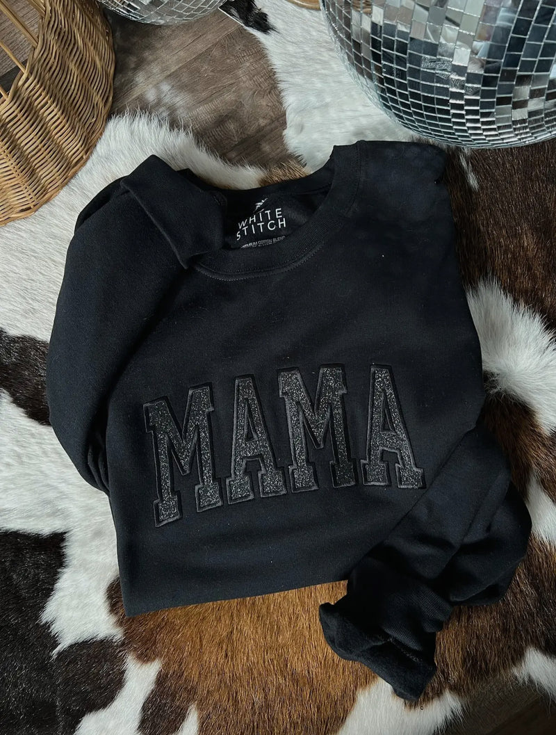 MAMA Black Sparkle Crewneck Sweatshirt