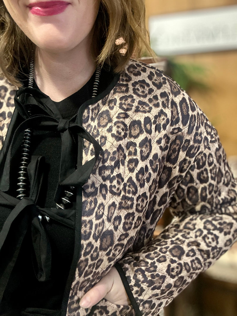 Taupe Leopard Bow Tie Jacket