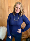Ribbed Turtleneck Sweater - Navy