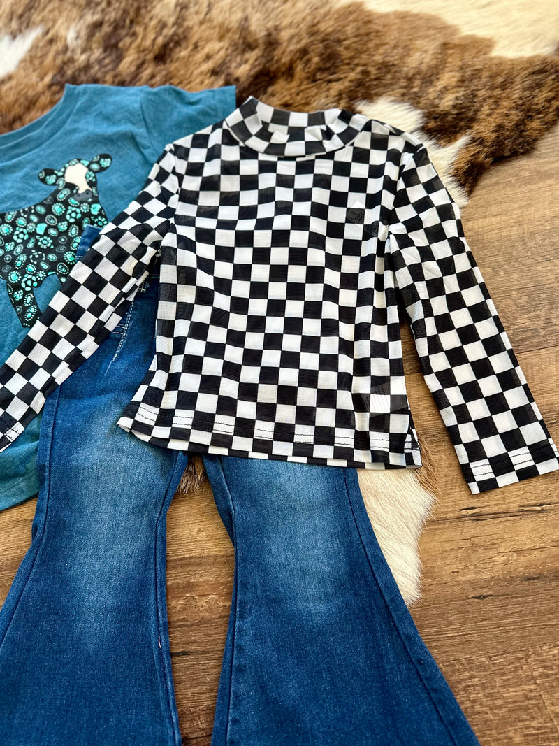 Girls Mesh Top - Checker