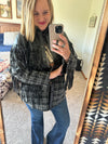 Plaid / Pleather Black Fringe Jacket