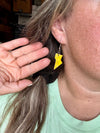 Bumble bee jasper slab-  lightning bolt earrings dangle