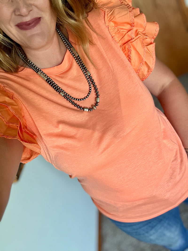 Apricot Tiered Sleeve Top