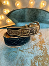 Black / Brown Tooled Leather Belt