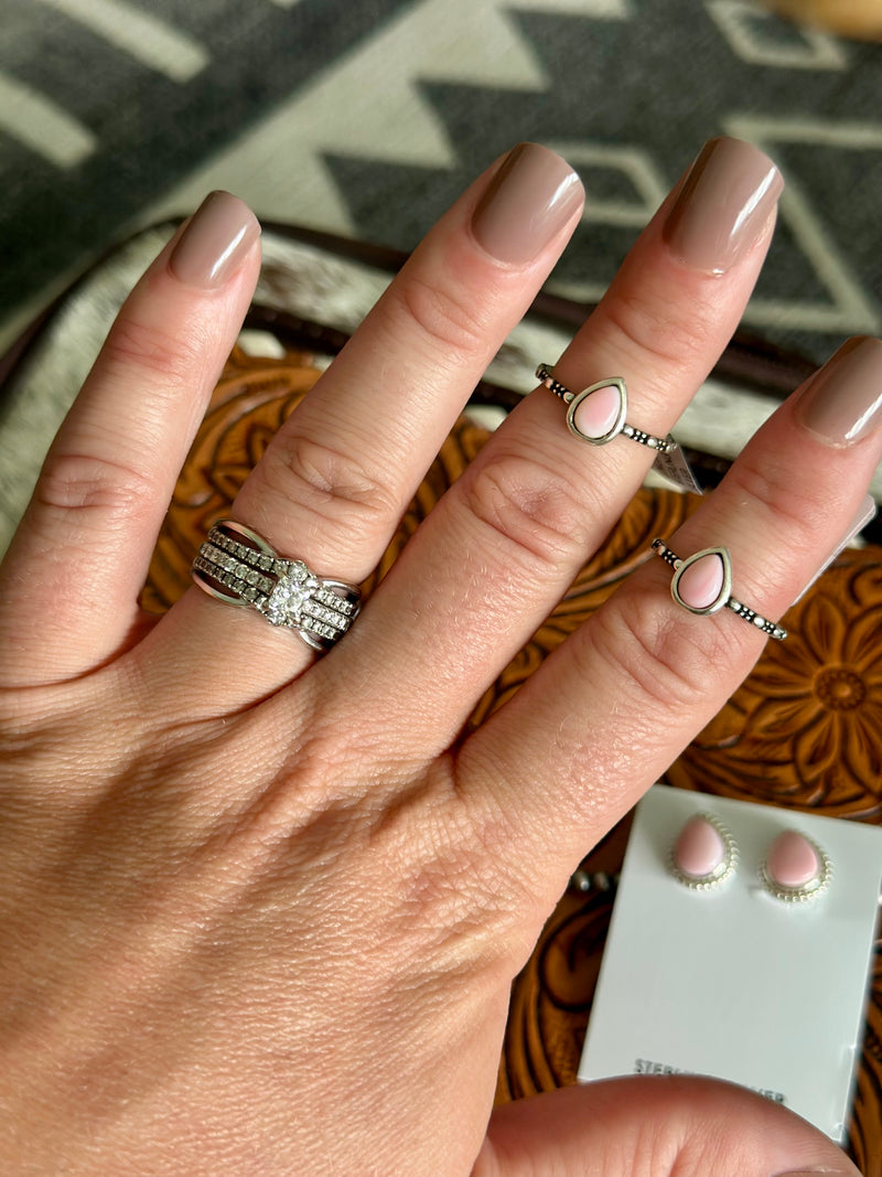 Dainty Pink Conch Rings