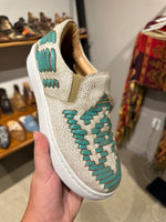 Turquoise Stitched Western Sneaker