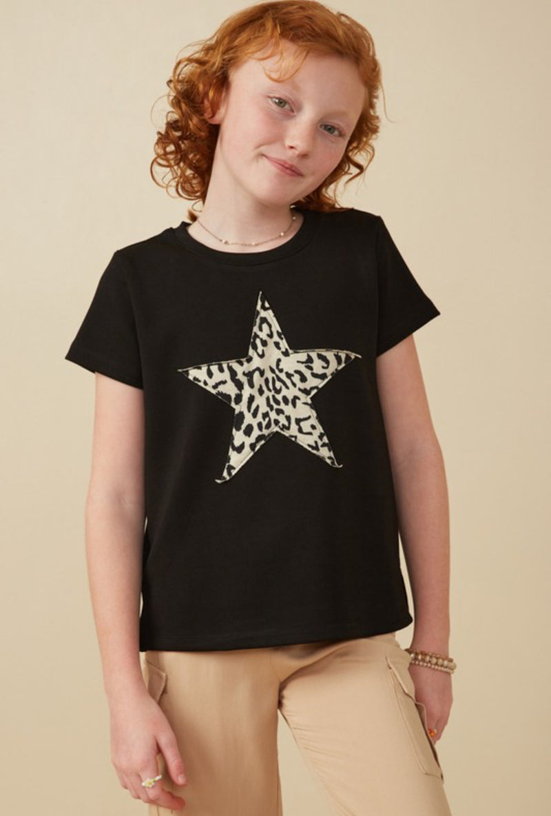 Girls Leopard Star Top