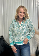 Jade Boho Paisley Top