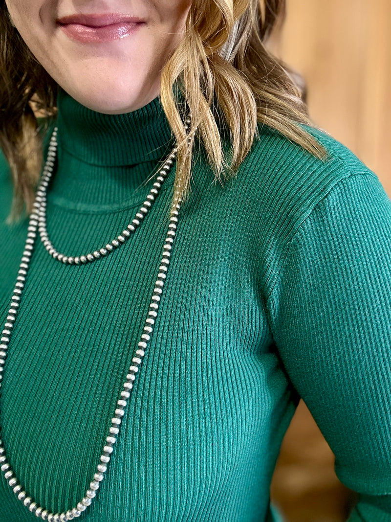 Ribbed Turtleneck Sweater - Green