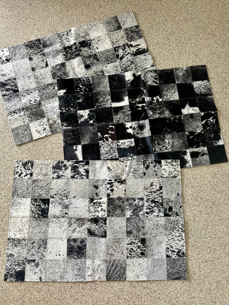 2x3 Black Cowhide Patchwork Rugs