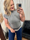 Grey Scalloped Hem Sweater Top